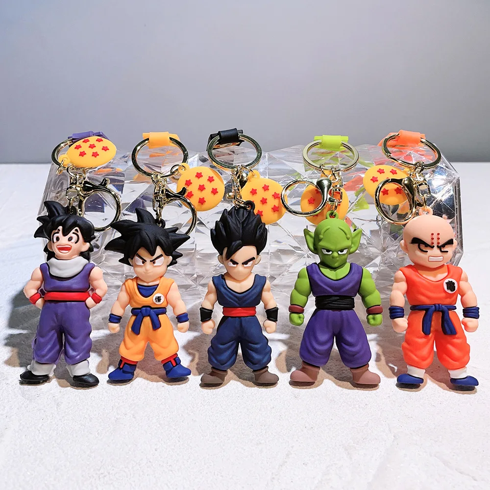 Wholesale 3d Cartoon Pvc Anime Dragon Balls Keychain Car And Bag Tag Goku Doll Pendant Rubber Car Keychain Toy Wholesale
