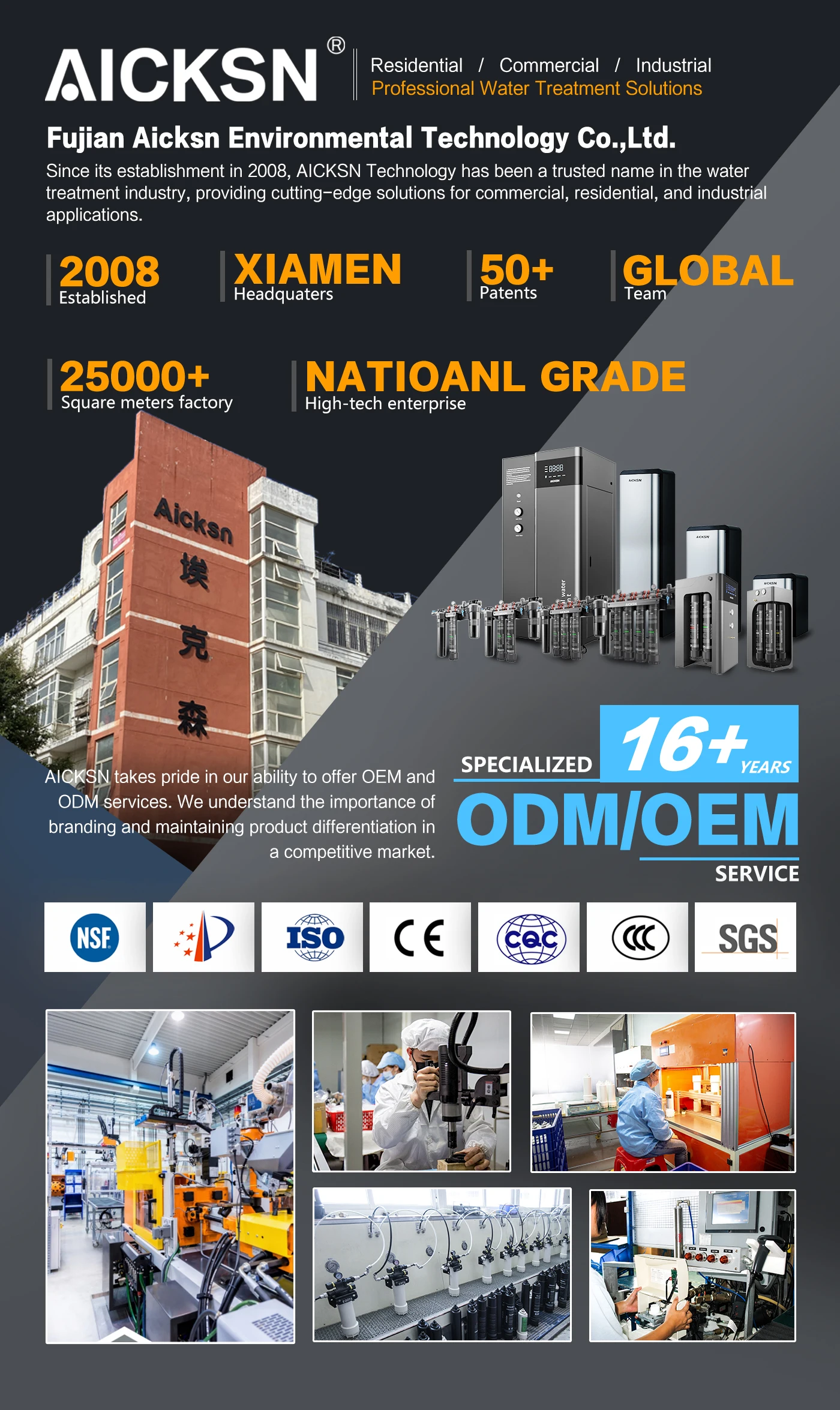 Aicksn MB1-T-PP Manual Power Source Water Filter Cartridge Household Purifier System for Commercial Purposes