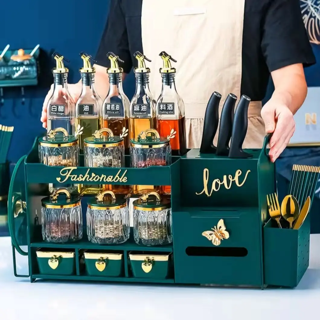 Creative kitchen seasoning box seasoning jar household knife rest combination