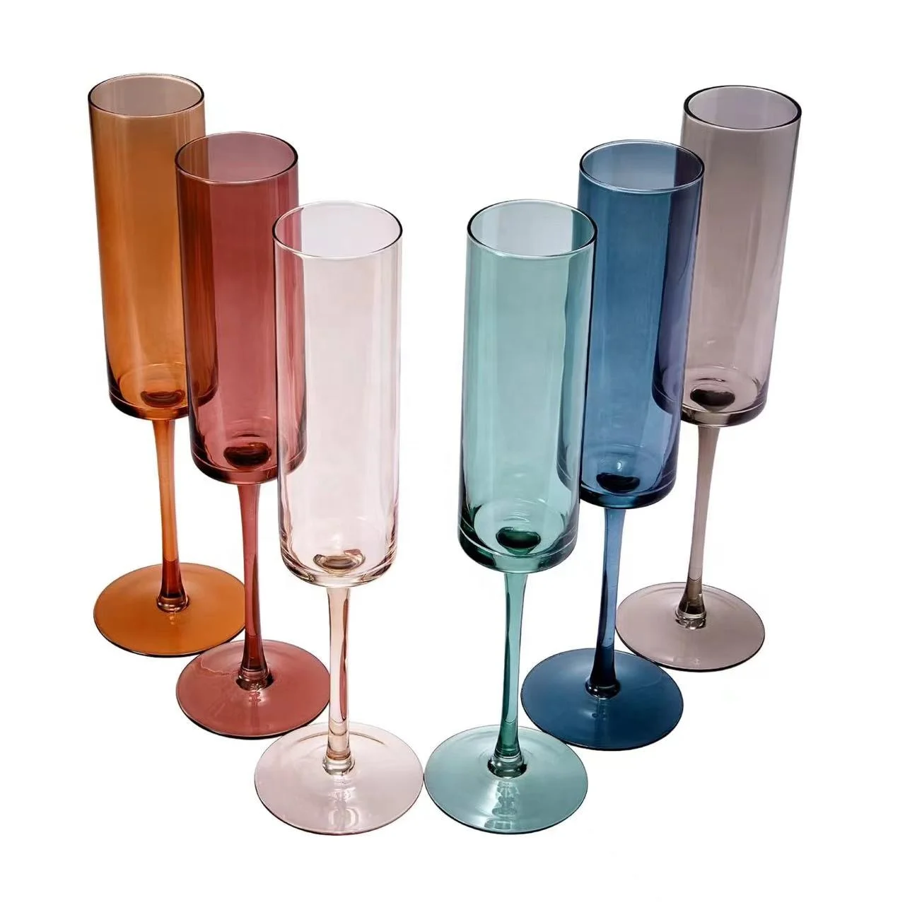 Classic 6oz Colored Acrylic Plastic Champagne Flute Stemmed  Wedding Glass for Champagne Cocktail Margarita and great for gift