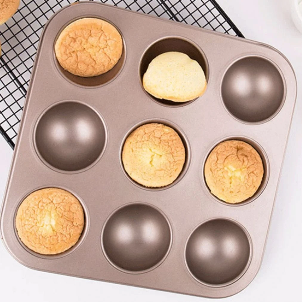 4/6/9/12 Cavity Non-stick Cake Mold Carbon Steel Round Half Ball Mould Baking Tray for Chocolate Desserts Ice Cream