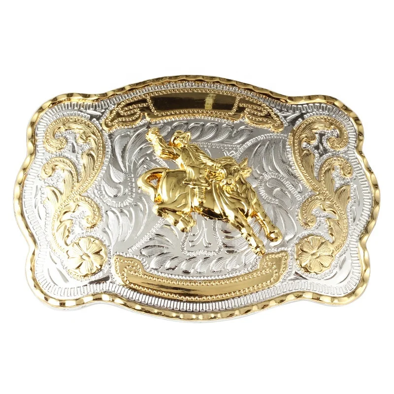 Two Tone Shiny Gold Silver Belt buckle Fashion Designer Horse Buckle Cowboy
