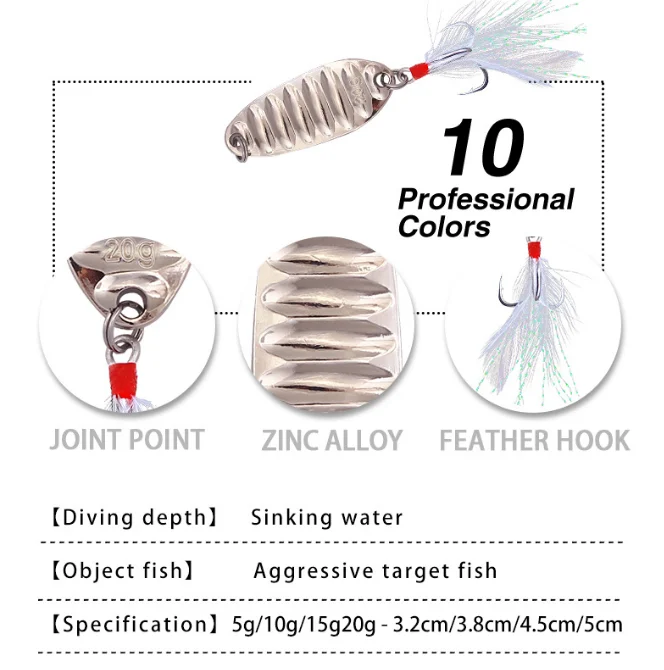 G83 5g 10g 15g 20g freshwater far casting glitter metal fishing lures