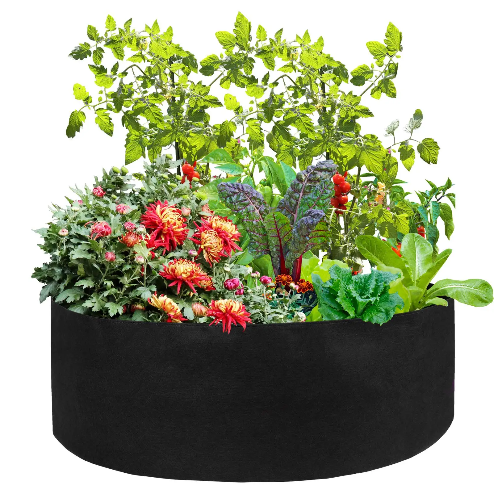 10/40/50/100 Gallons fabric garden raised bed round planting container grow bags fabric planter pot for plants nursery pot