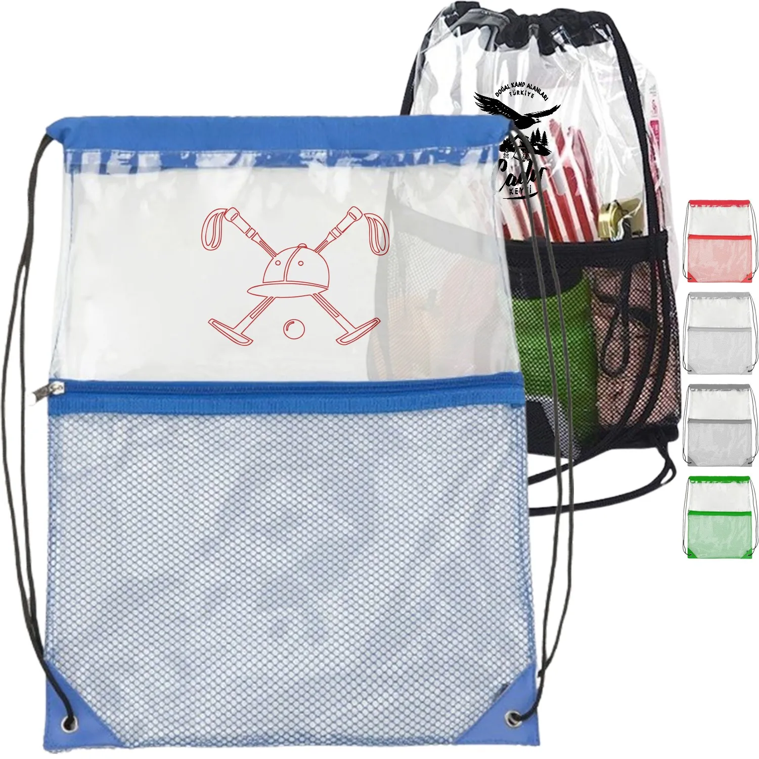 See Through Transparent Waterproof Sport Men Custom Plastic PVC Clear Backpack Drawstring Bag