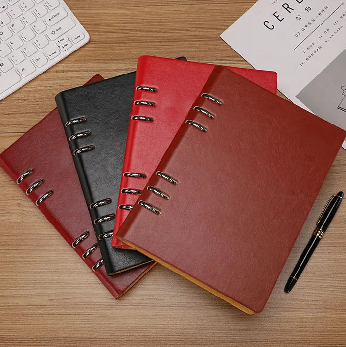  Пользовательский женский кожаный без даты 6 колец ежедневный Еженедельный ежемесячный планировщик Обложка вкладыши блокнот с листьями