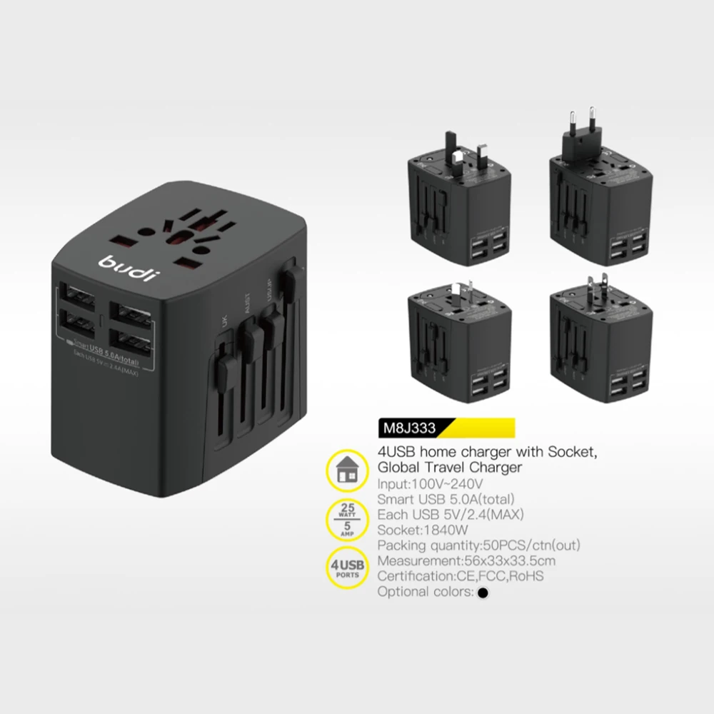 international 4 port usb travel charger adapter mobile phone wall charger multiple usb charging station EU/UK/AU/US/JP plug