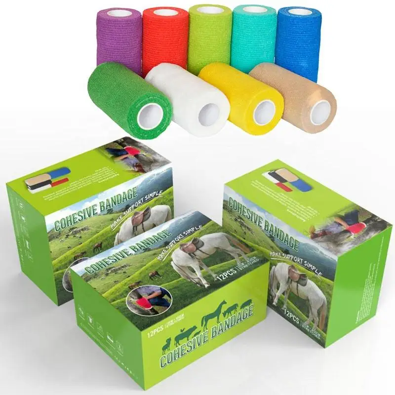 Custom Non Woven Pet Bandage Athletic Sports Tape Self Adhesive Vet Wrap Cohesive Elastic Bandage