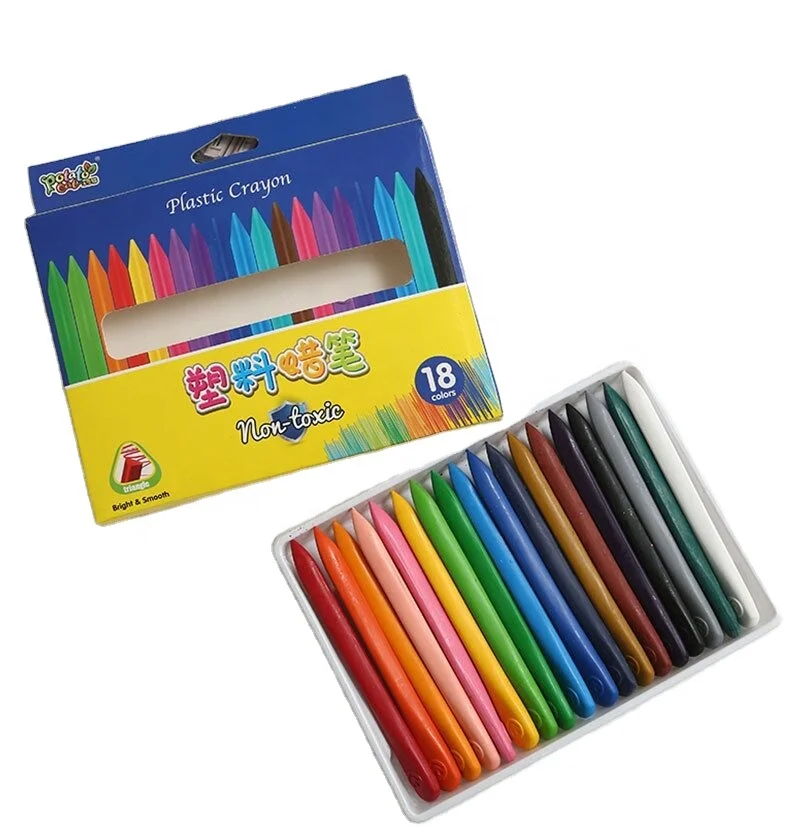 Food grade triangle colorful plastic crayons for kids drawing