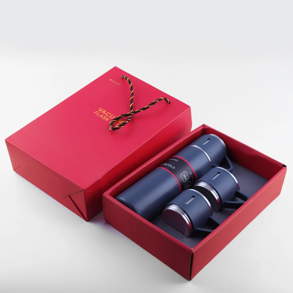Business 450ml Gift Box Set Business Cup Stainless Steel Thermos Cup One Cup Flasks Water Bottle With 3 Lids