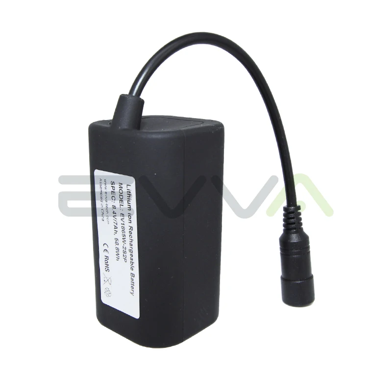 OEM Waterproof 7.2V 7Ah 10Ah 18650 21700 Headlamp Bike Light Battery Pack with Rubber Case