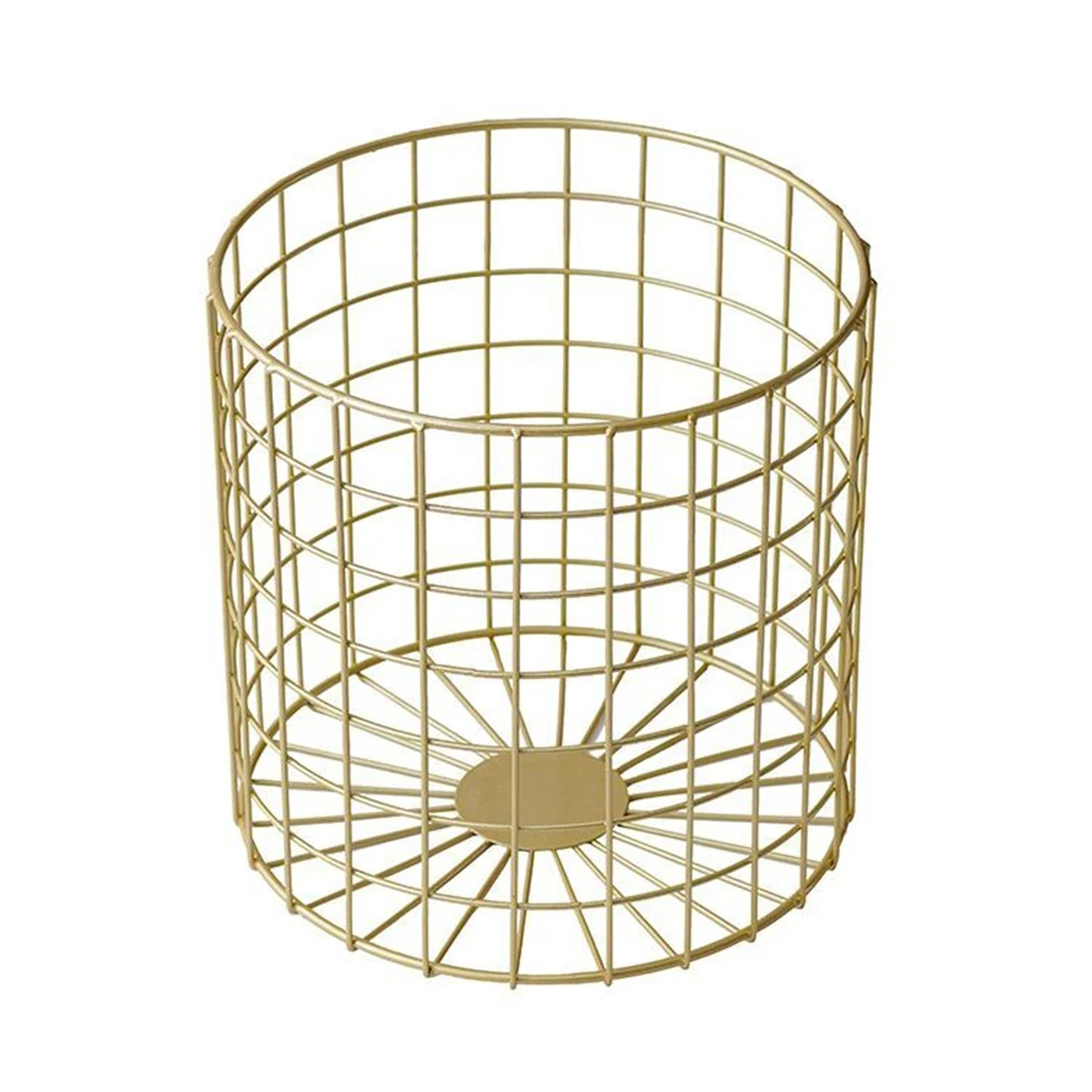 Metal Laundry Basket Mesh Design Luxury Gold Iron Household Hotel Bathroom Storage Dirty Clothes Basket