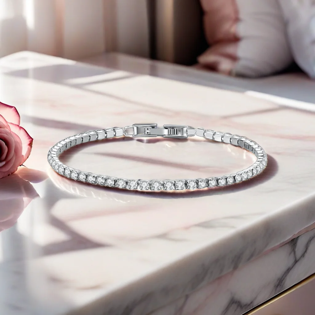 Wholesale 2.50mm Dainty Wedding Moissanite Tennis Bracelet Round Zircon 2.5mm Diamond Bracelet
