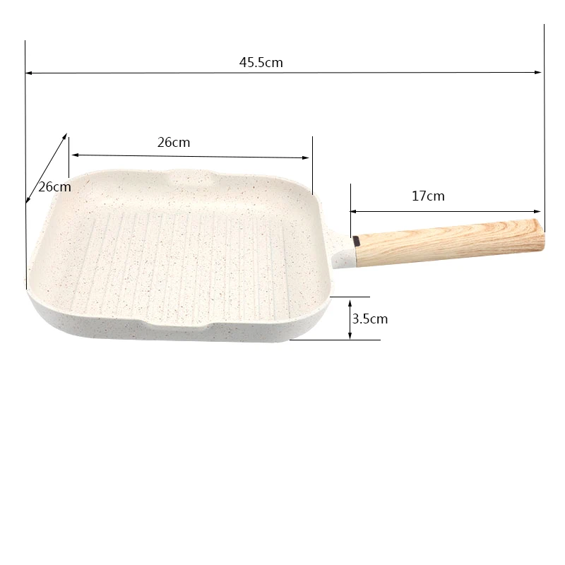 Factory wholesale Steak bacon aluminum fry pan square steak nonstick grill pan