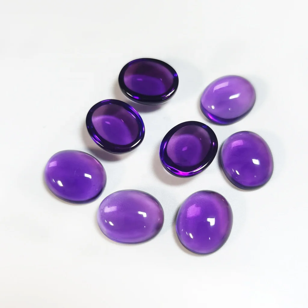 Baifu Jewelry oval shape flat back amethyst cab 10*12mm synthetic gemstone for jewelry making