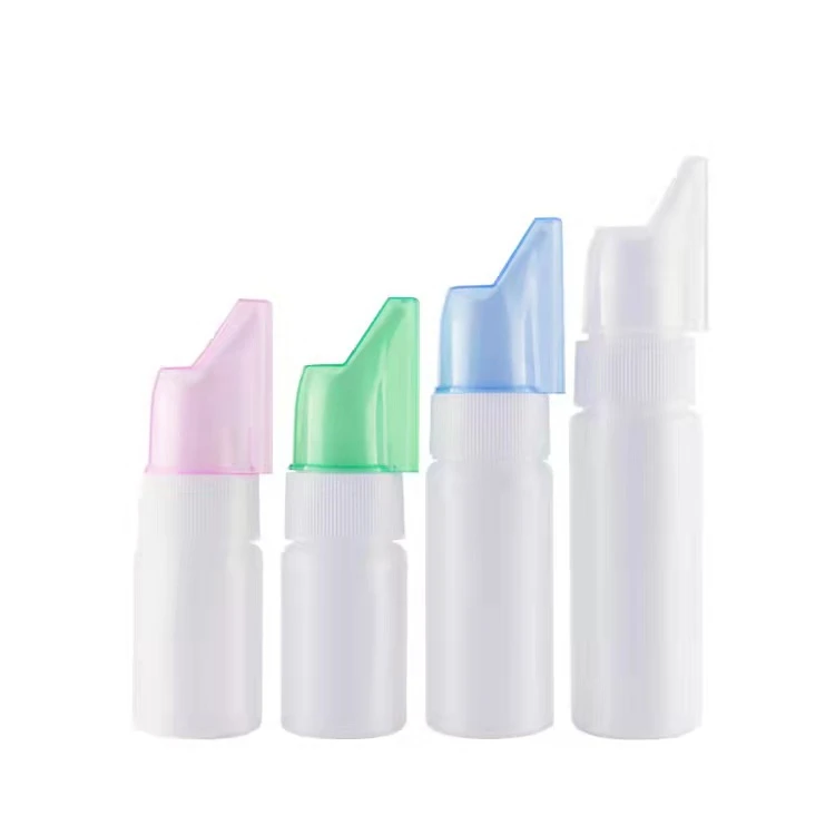 70ml HDPE  Plastic New Design Nasal White Spray Bottle with Colorful Lid