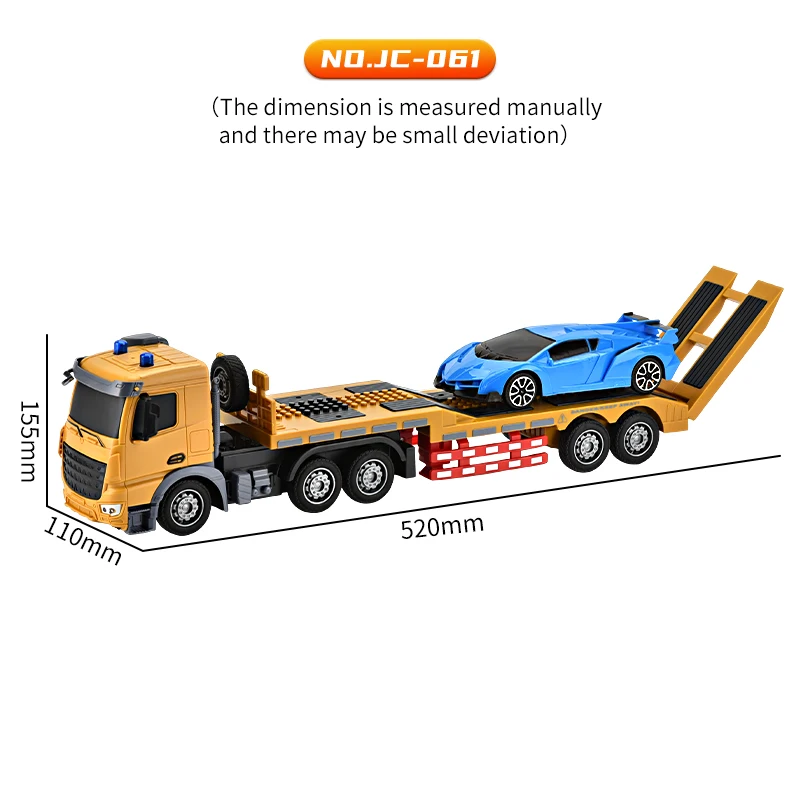 2.4G 1: 20 6CH Remote Control Light and Music Transport dump truck big RC Extended Trailer container truck for kids