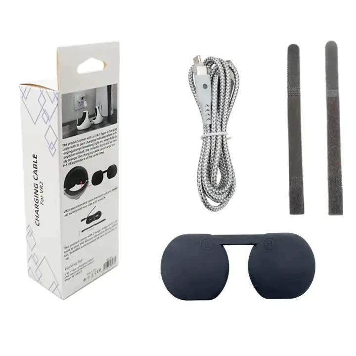 Game Controller Charging Cable Lens Cap Protector Cover Type C Interface Charging Cord For Playstation PS VR 2