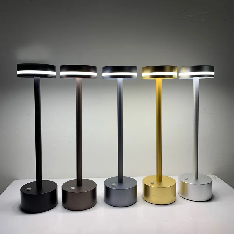 Hotel Wholesale Decorative Modern Cordless Metal Luxury Restaurant Fashion LED Rechargeable Gold Table Lamp for Bedside