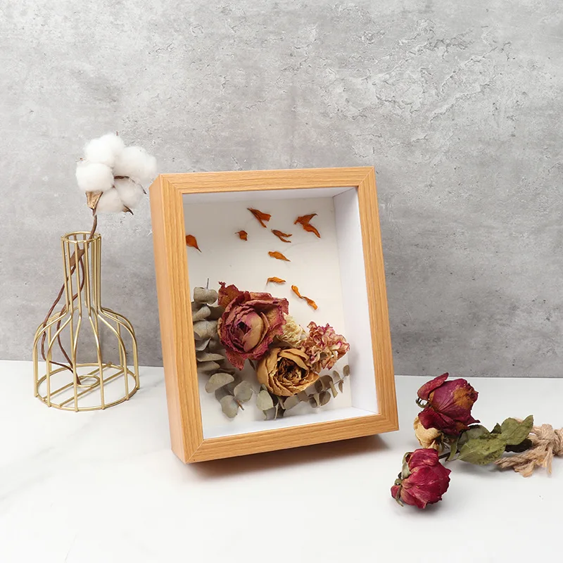 Mdf Photo Frame Dry Flower Bouquet Cheap Dried Flowers Shadow Box Frame Wooden 5X7 Small Dried Flowers