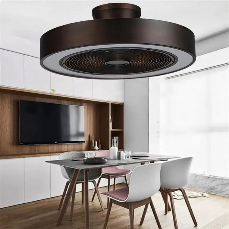 Современный минималистичный потолочный светильник в спальню с дистанционным управлением 3 цвета золотистый вентилятором