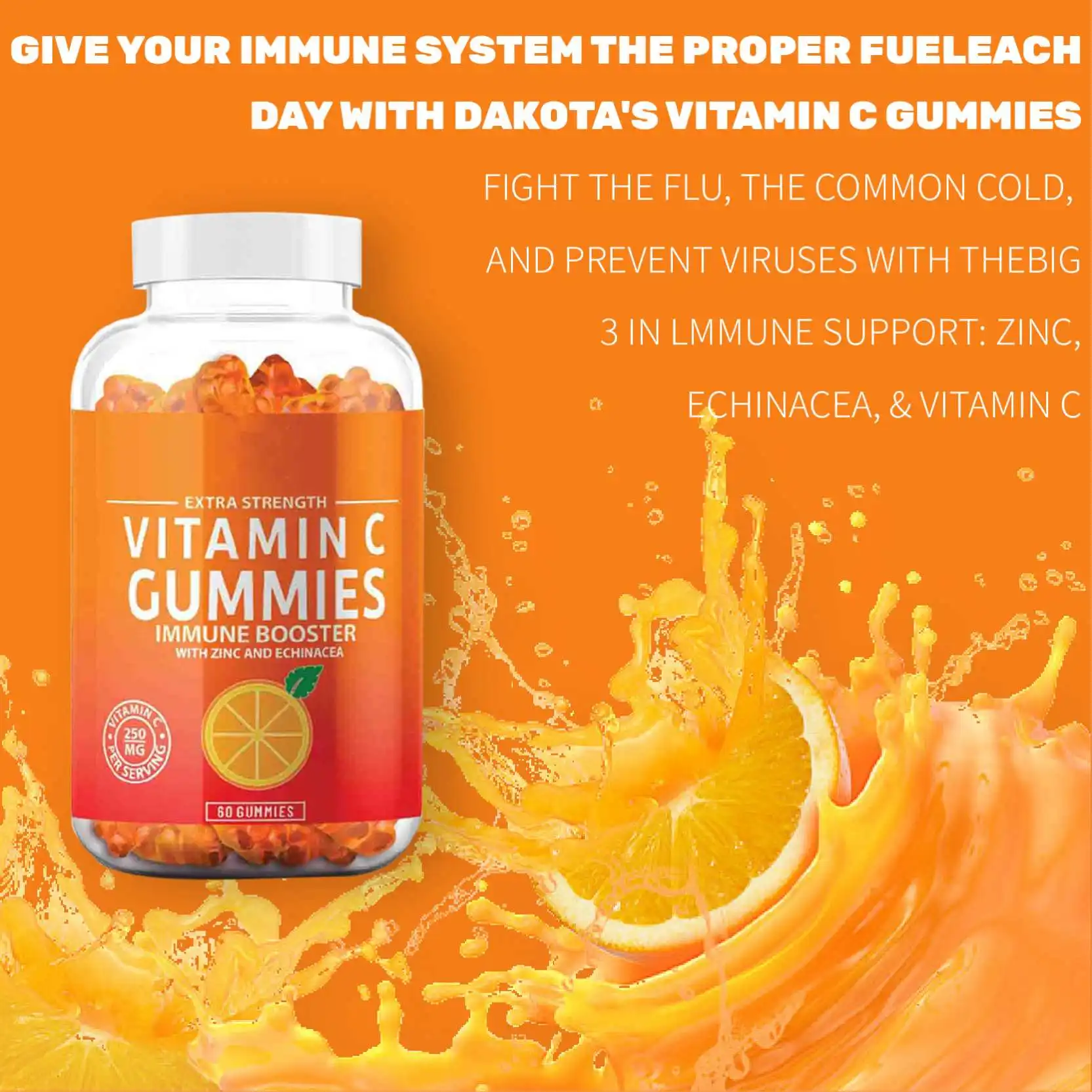 OEM Vegan Citrus Pectin Dietary Supplement Echinacea Extra Immune booster Vitamin C Gummies