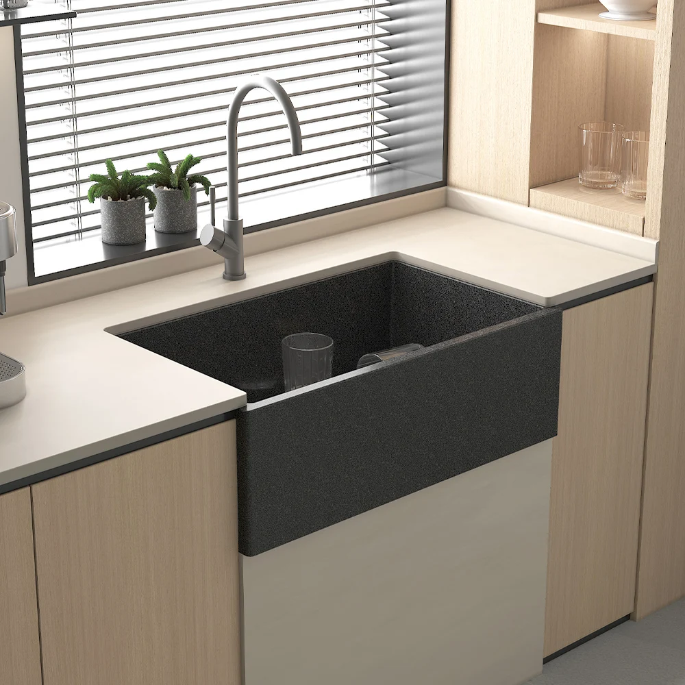 China wholesale modern cUPC handmade rectangular concrete kitchen sink Farmhouse apron front step concrete sink