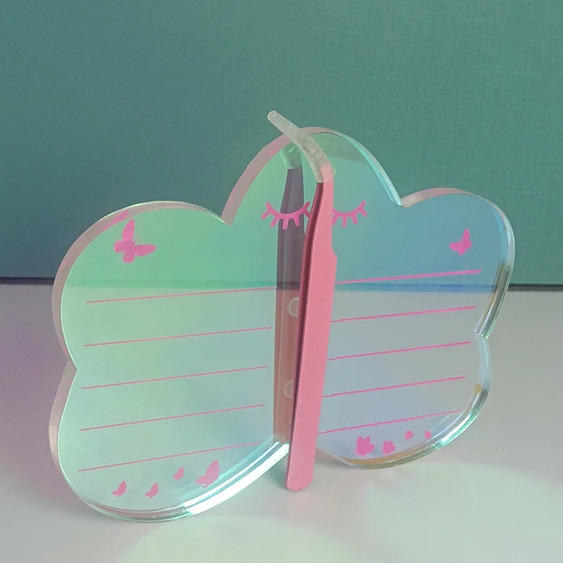 new rainbow butterfly heart shape eyelash extension lash plate acrylic lash pallet lash tile with magnet