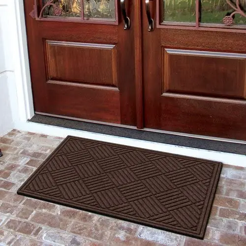 YIJIA embossed  Cross hatch Entrance Door Mat  Chocolate  2-feet by 3-feet