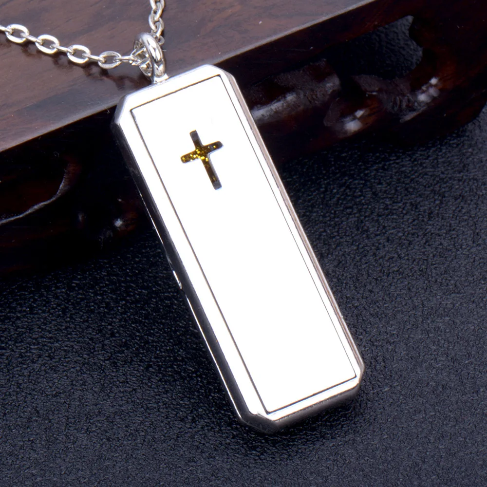 Aromatherapy Necklace Diffuser Jewelry Rectangle Stainless Steel Magnetic Locket Pendant Essential Oil Diffuser Perfume Necklace