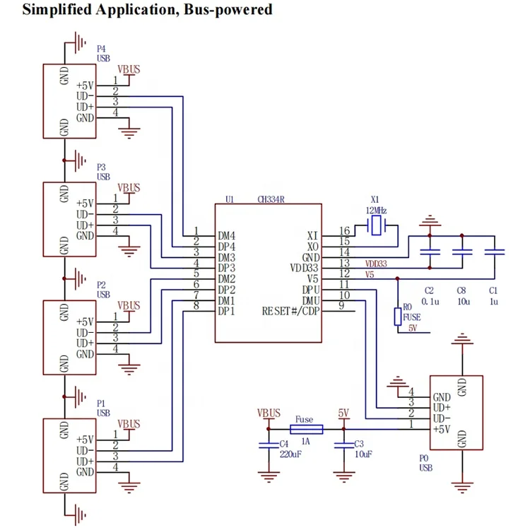 CH334R IC контроллер USB-концентратора 480 Мбит/с 4-портовый USB2.0 Высокоскоростной концентратора микросхемы QSOP-16 WCH(Jiangsu Qin Heng)