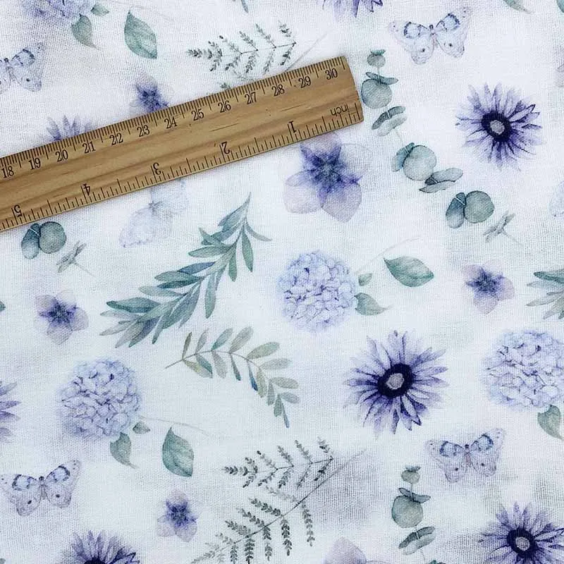 High Quality Knitted Gauze Muslin Cotton Fabric with Digital Printing Flower Cotton for Dress