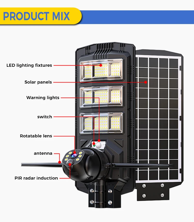 4G/WIFI HD solar street light monitoring outdoor solar camera 18000mah all in one solar street light