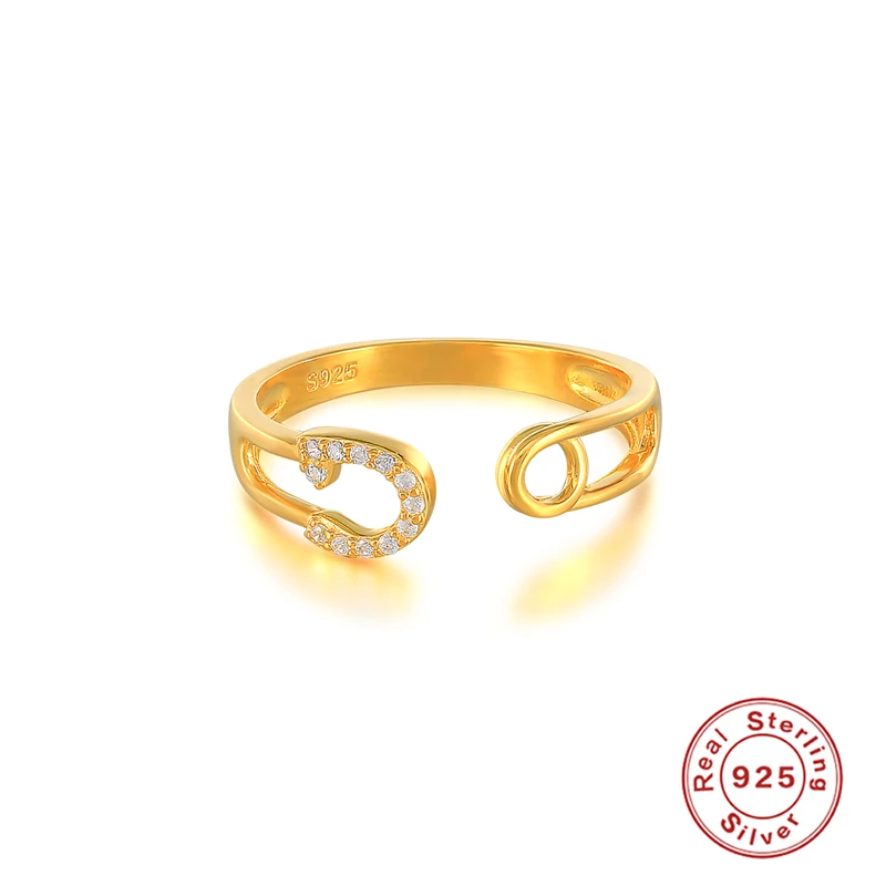 CANNER Wholesale Jewelry New Designs 18K Gold Plated S925 Silver Zircon Opening Ring Adjustable Rings