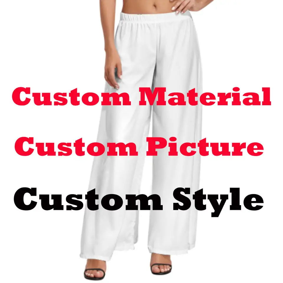 Tall Waist Casual Wide Leg Pants Polynesian Tribal Samoan Puletasi Women Wide Leg Pants Custom Hibiscus Polyester Trousers POD