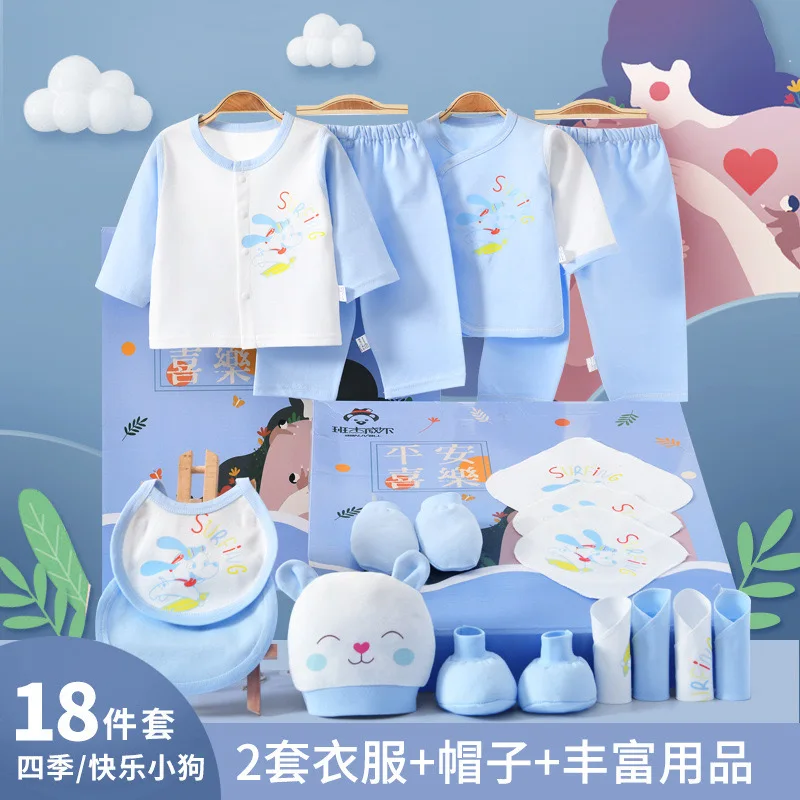 2023 Newborn Boys Girls Infant Toddler Baby Cotton Clothes Tops Hat Pants Sleepwear Suit Outfit Gift Sets Bodysuit Romper