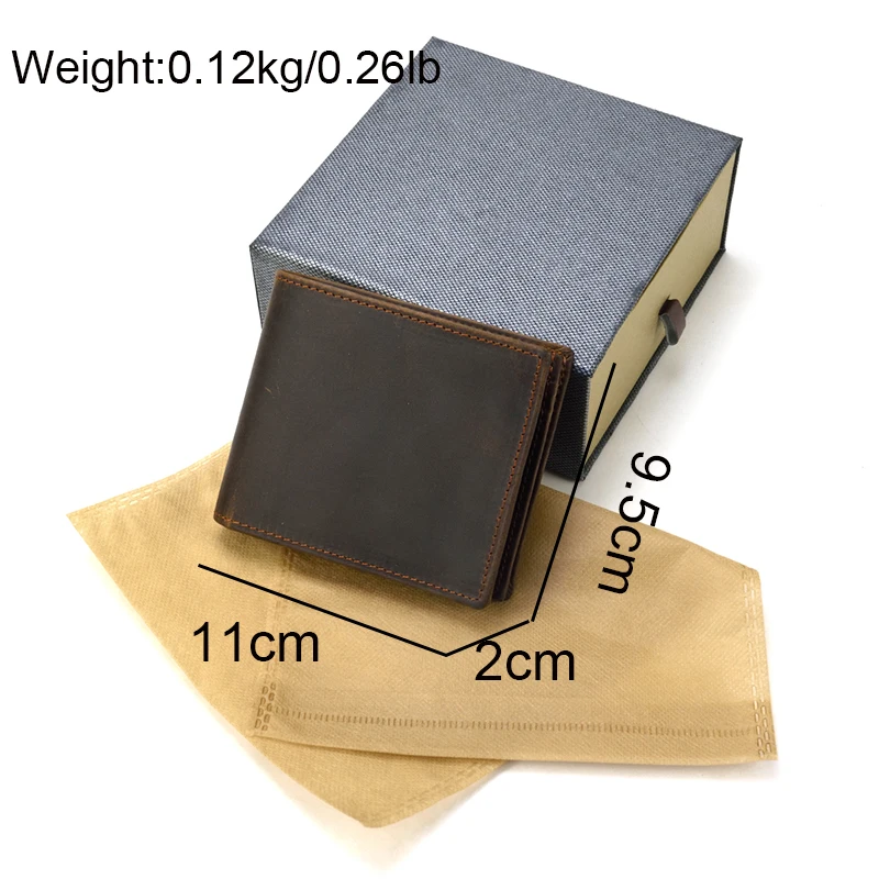 Custom Good Quality New Design Cow Leather Retro Vintage Leather Purse Men Short Slim Genuine Leather Bifold Wallet