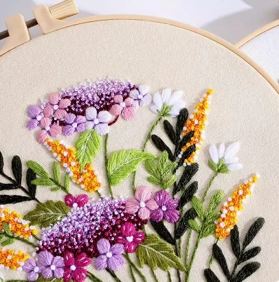 DIY Material Package 3D Embroidered Flowers Su Embroidery Fabric Sewing Self Embroidered Flowers Video Available