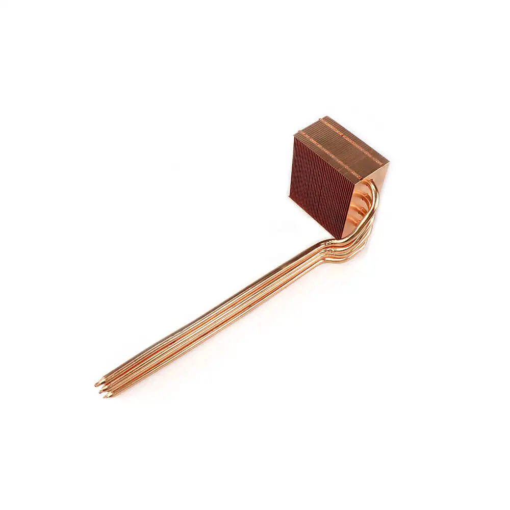 China Supply Skived Fin Zipper Bend Copper Heat Pipe Heat Sinks