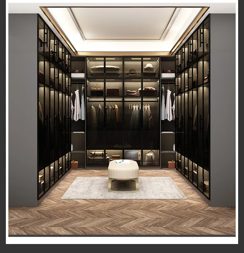 Aluminum sliding glass door wardrobe walk in closet cabinet bedroom custom wardrobe closet Bedroom Closet Door