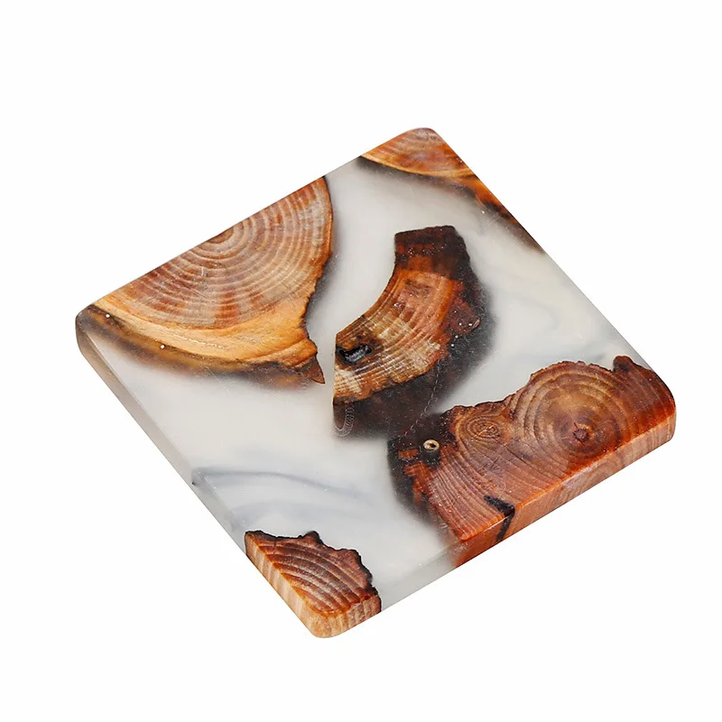 
Artist designs Japan style epoxy resin craft wooden coasters 