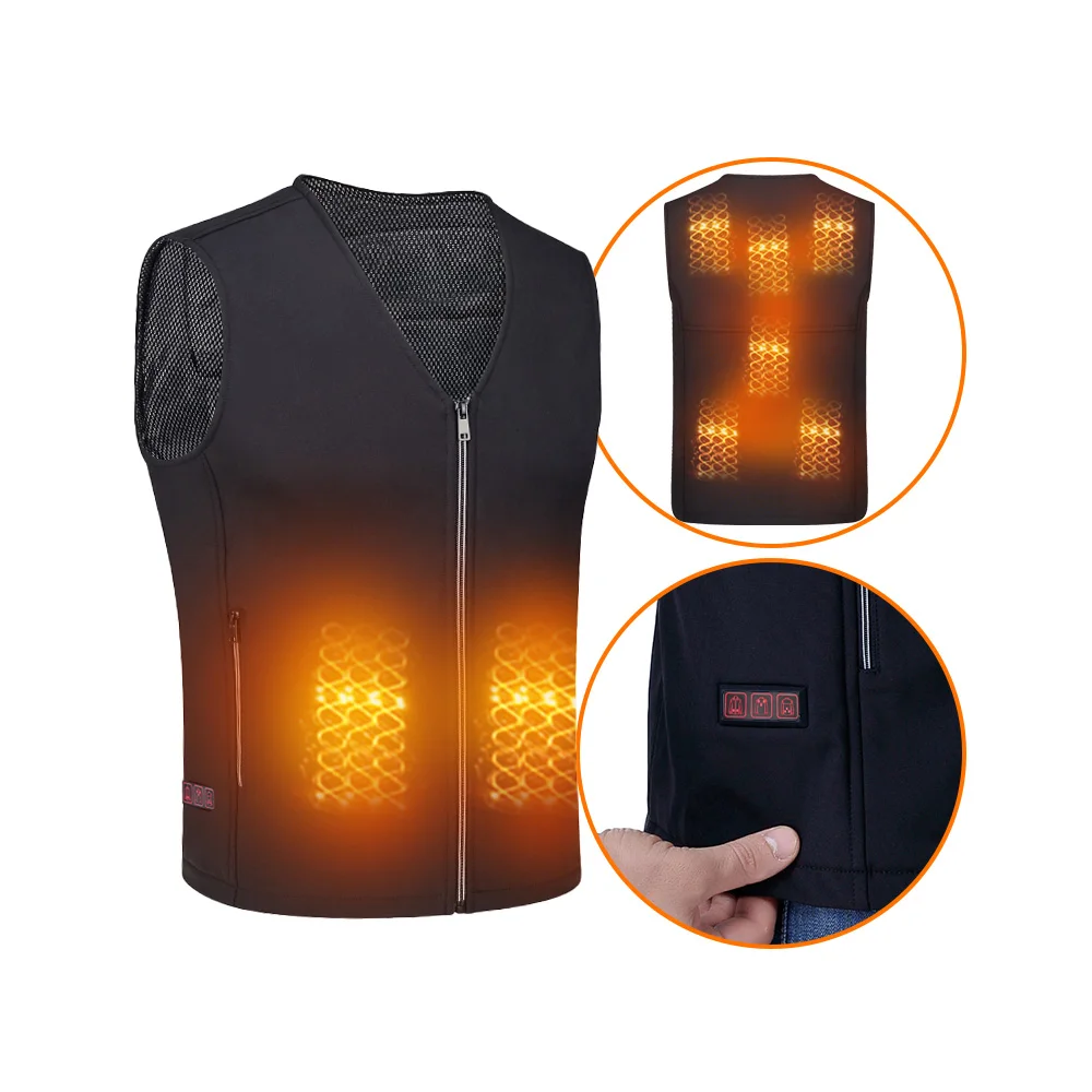 New Product Winter rechargeable adjustable battery electric heated Vest Men Women Outdoor warming jacket with heating unisex