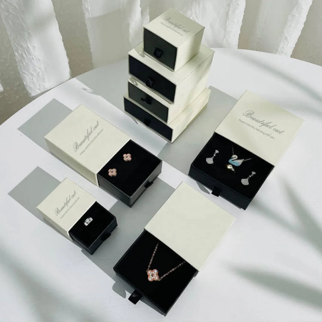 Necklace Earring Gift Packaging Jewelry Box Ring Box Fancy Custom Small Rigid Cardboard Hard Paper Wholesale Recyclable Luxury