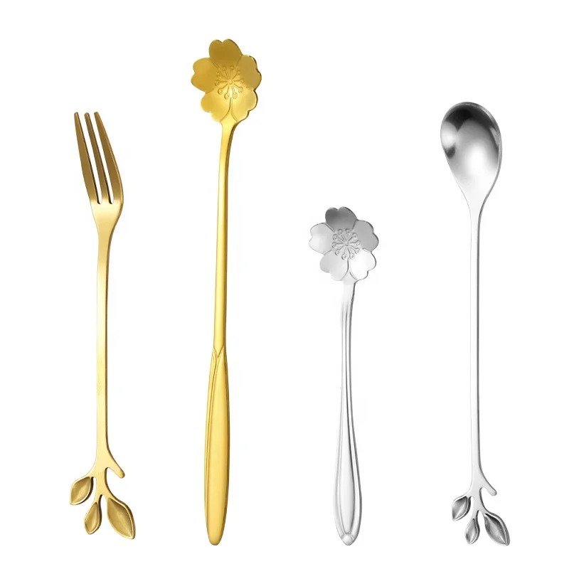 Stainless Steel Tea Spoon Dessert Spoon, Flower Cute Demitasse Scoop Coffee Teaspoon Set
