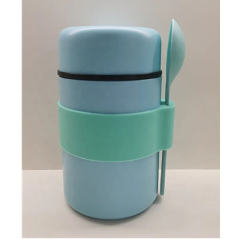Portable Double Wall Vacuum Thermal Lunch Box Stainless Steel Braised Beaker Silicone Spoon Insulated Kid Food Warm Lids Babies