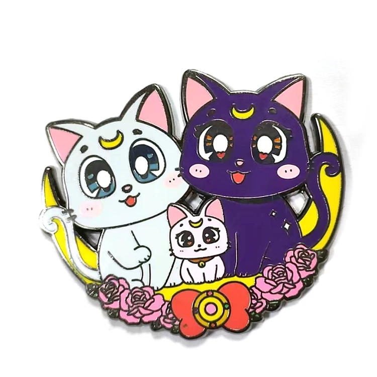 Wholesale Custom Cute Cartoon Black Nickel Plating Character Hard enamel pin