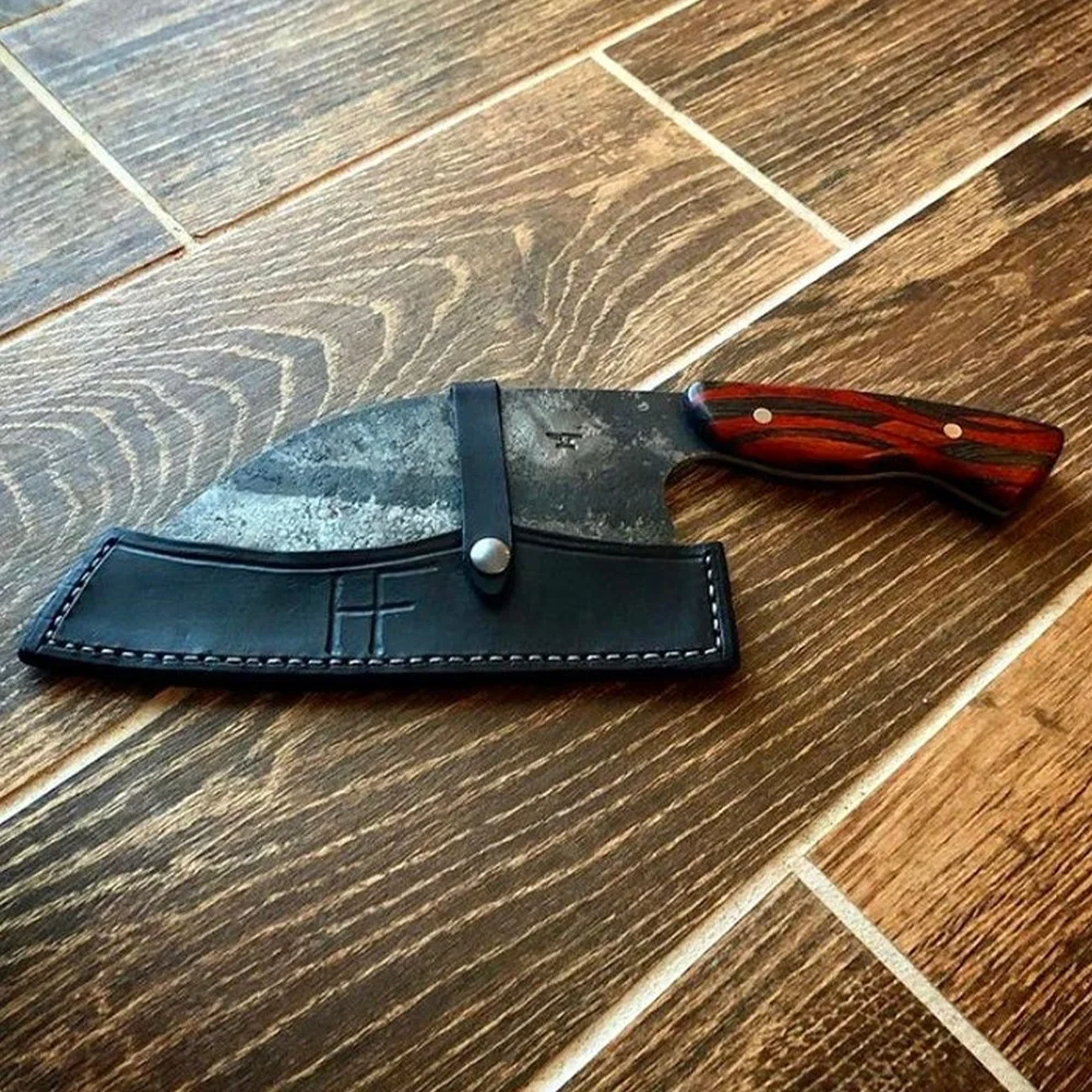 Набор кухонных ножей ручной работы из углеродистой стали с деревянной ручкой