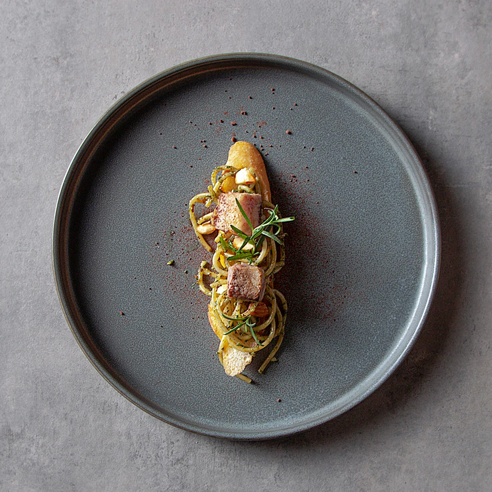 Wholesale Retro Matte Ceramic Grey Western Steak Pizza Plate For Hotel Bistro Pottery Crockery Japanese Restaurant Dinner Plates