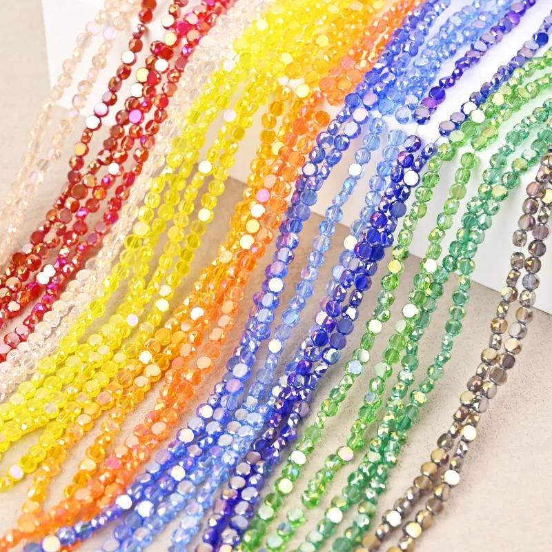 Wholesale 4mm 6mm Round flat glass crystal beads AB color plating For Diy jewelry making