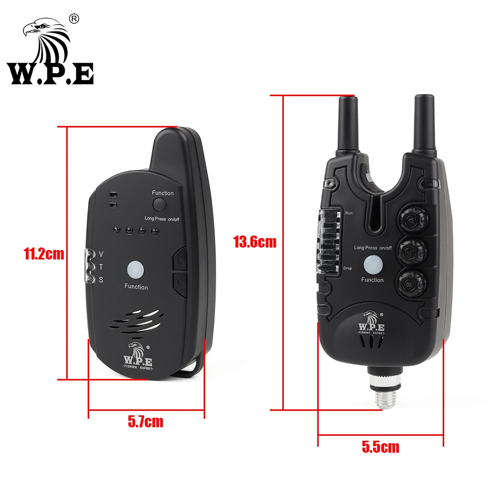 W.P.E Carp Fishing Bait Alarm LED Electronic European 4+1 Set Carp Fishing Tackle Alert Luminous Fishing Accessories Pesca